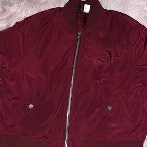 Burgundy bomber jacket